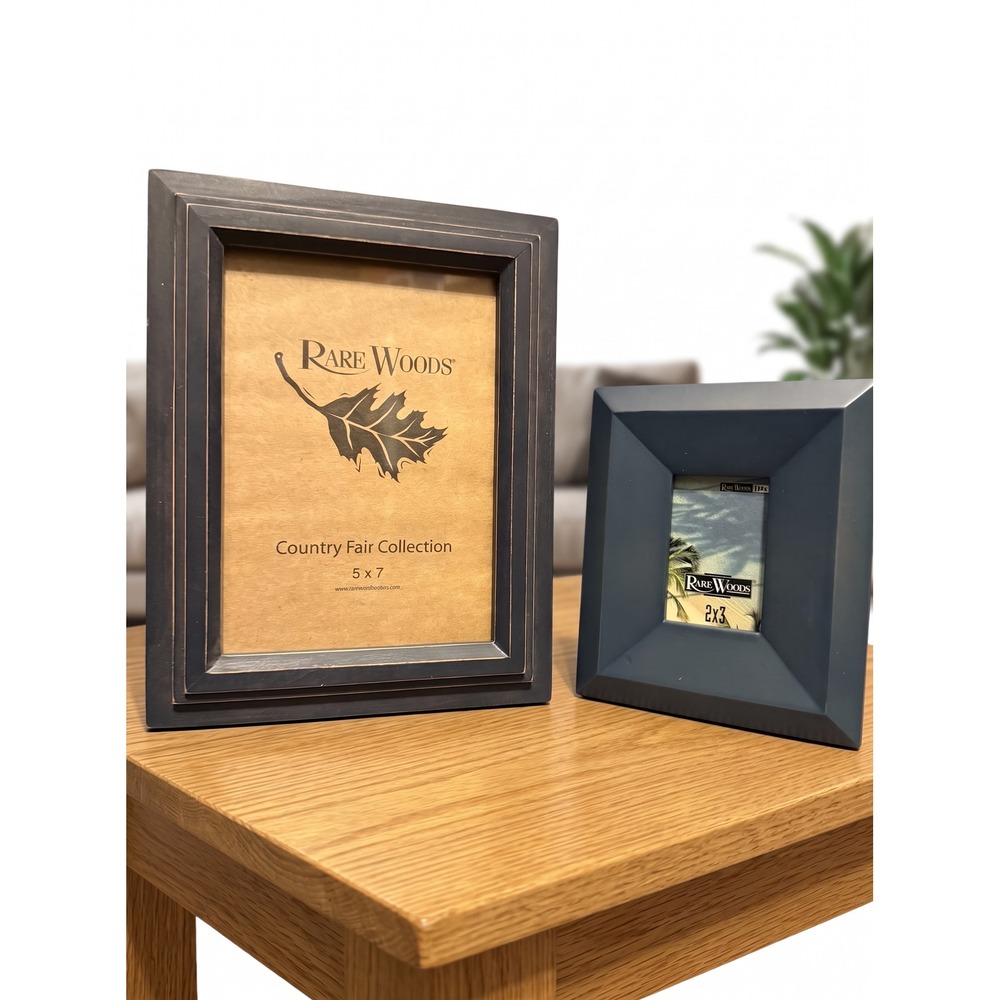 Rare Woods Picture Frame Set 5x7 Country Fair & 2x3 Steel Blue Dax VTG 90s